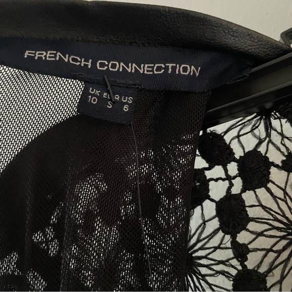 Lace faux leather  French Connection Black Sheer Jumpsuit size 6 - Picture 8 of 12